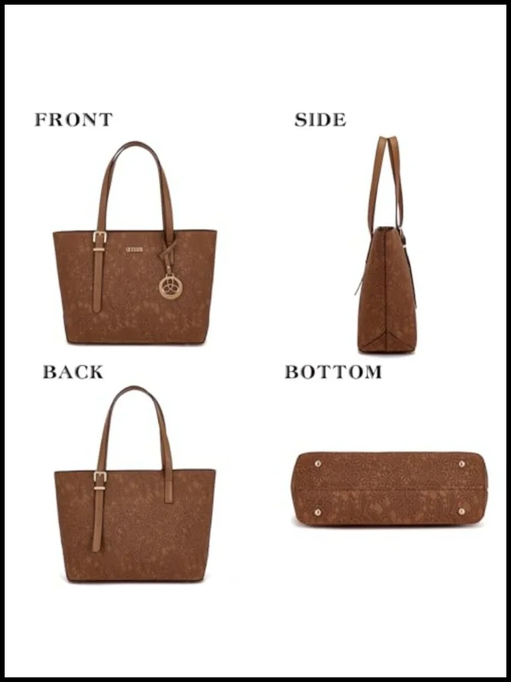 Women's Satchel Purse Set with Wallet and Cosmetic Bag Faux Leather